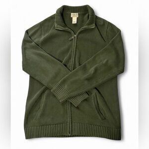L.L. Bean Men's Olive Zip-Up Knit Sweater